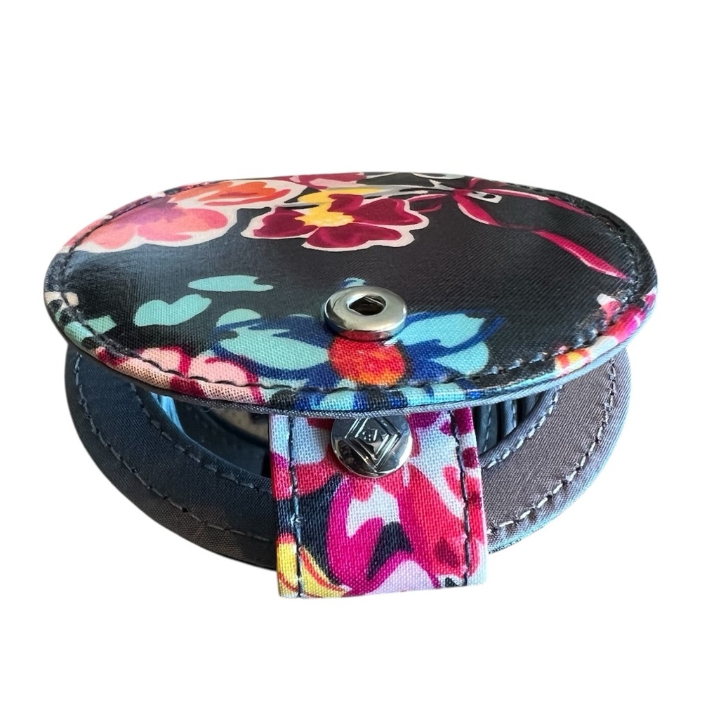 Vera Bradley Floral Pattern Snap Compact Mirror Multi Colored Pink/Orange/Blue